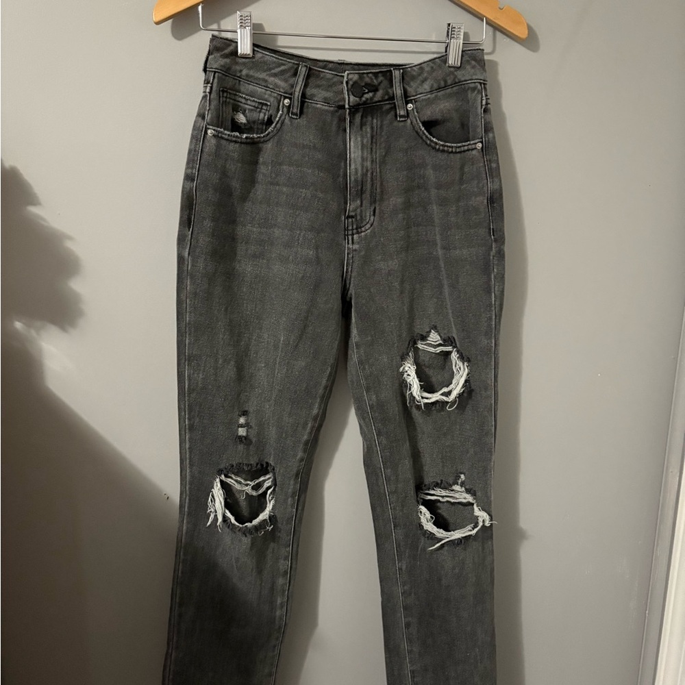 PacSun Charcoal Distressed Straight Leg Jeans